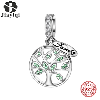 

Jiayiqi Family Life Tree Charms 925 Sterling Silver CZ Beads Fit Women Women Charms Silver 925 Original DIY Jewelry Gift