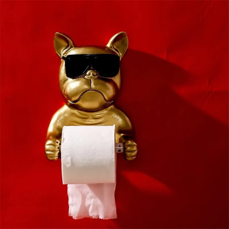 Горячие крутые очки бульдог туалетная бумага мультфильм собака ванная комната декоративные бумажные диспенсер креативное полотенце Смола бумажный держатель