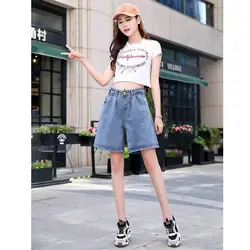 Летние Широкие джинсовые шорты с высокой талией для женщин 2019 новые джинсовые шорты корейский стиль женские уличные повседневные