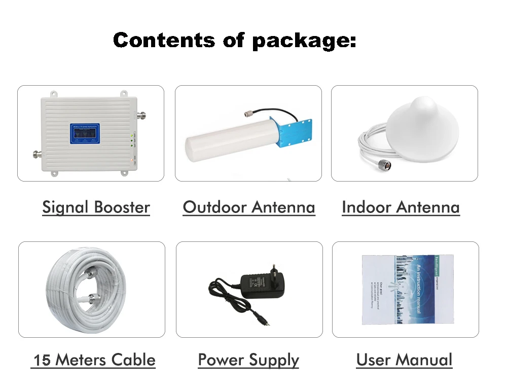 2G 3g 4G трехдиапазонный усилитель сигнала GSM 900+(B1) WCDMA 2100+(B7) FDD LTE 2600 ретранслятор сигнала мобильного телефона Комплект Усилителя сотовой связи