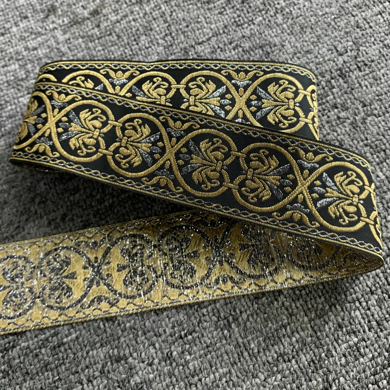 10Yards/lots Woven Jacquard Ribbon Flower Trims Curtain Clothing Accessory