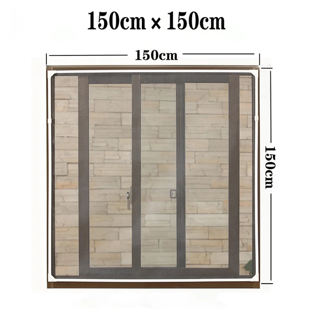 Inset Magnetic Window Screen Air Tulle Adjustable DIY Removable Washable Invisible Fly Mosquito Net Customize Screen Mesh Kit W 150cm xH 150cm