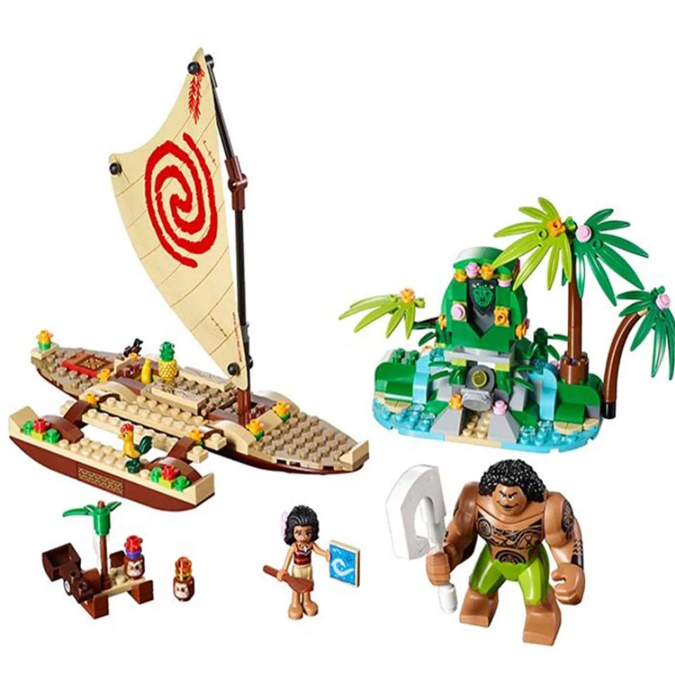 Billig 515Pcs Vaiana Moanas Ozean Voyage Wiederherstellung Die Herz Von Te Fiti Set Bausteine Maui Spielzeug Kompatibel Legoinglys Freunde