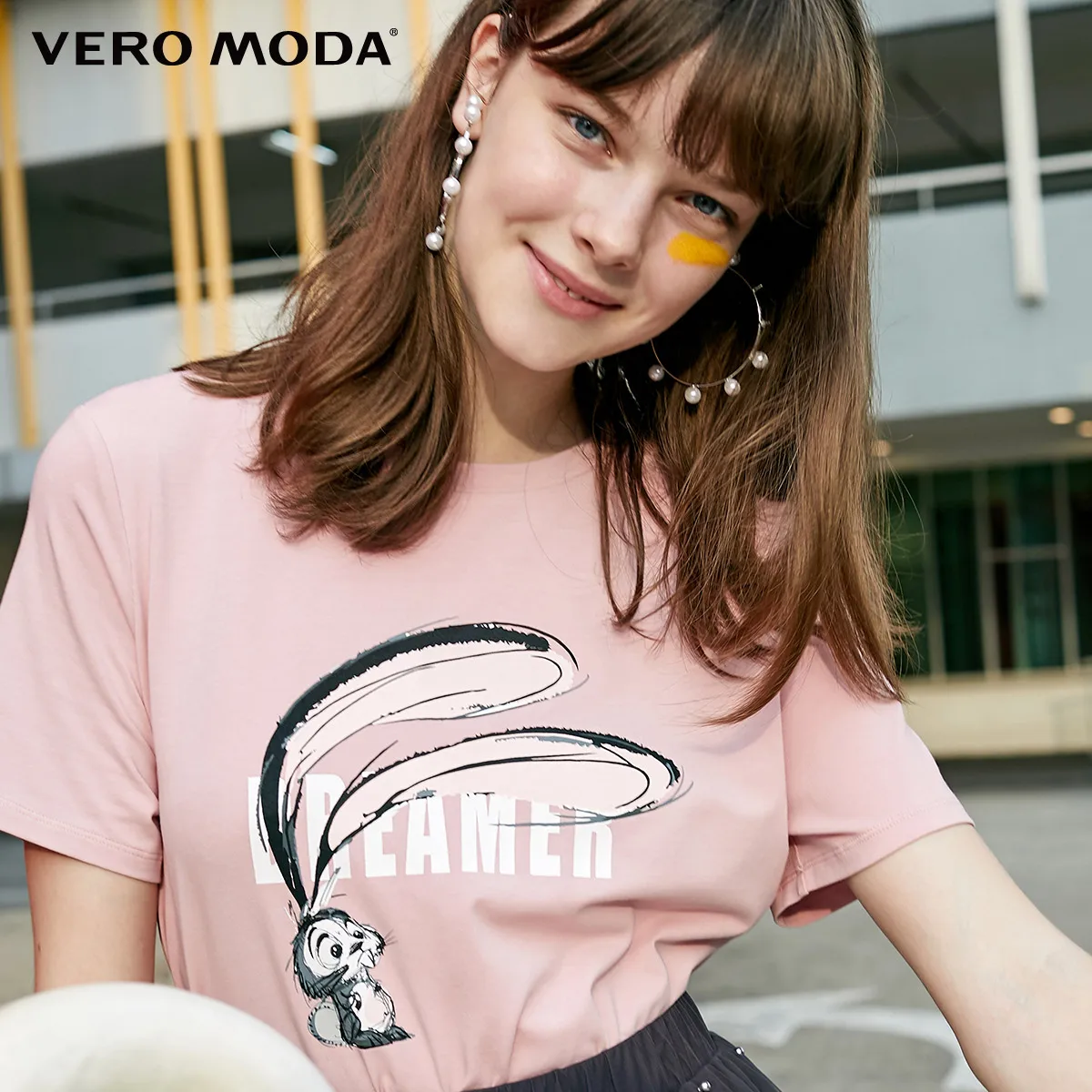 Vero Moda женская футболка с принтом букв и животных | 319201562 - Цвет: Soft pink