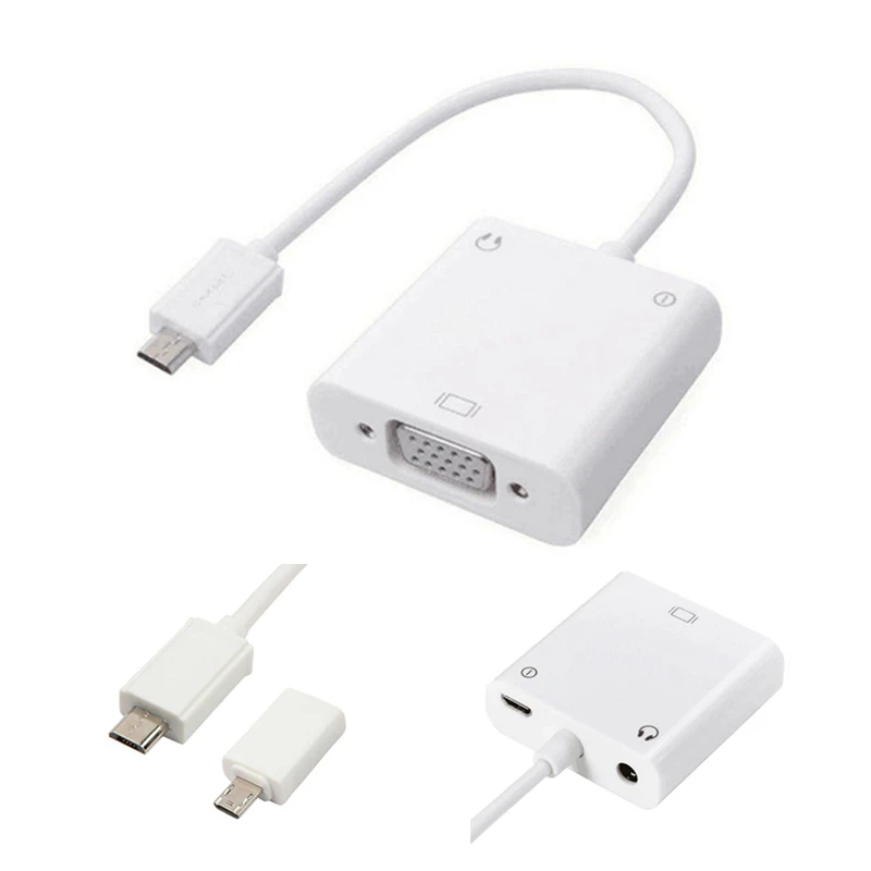 Micro USB a VGA Adaptador de Audio convertidor Teléfono Móvil TV conexión SL|Cables VGA| AliExpress