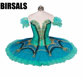 

Adult Professional Ballet Tutu Green Gold Nutcracker Classical Ballet Tutus Performance Pancake Tutu Skirt Ballet Costume BT9029