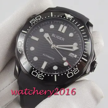 

41mm Bliger Black dial Automatic Luminous Sapphire PVD Mechanical men's Watch