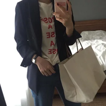 

Canvas bags for women with one shoulder Daily ins high capacity portable shopping bags Korea simple versatile Tote bags