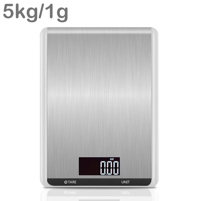 Кухня весы 5 кг/10 кг модные Нержавеющая сталь ЖК-дисплей цифровые весы Подсветка 1 г Электронные весы Еда выпечки весовые весы - Цвет: 5kg-1g-white