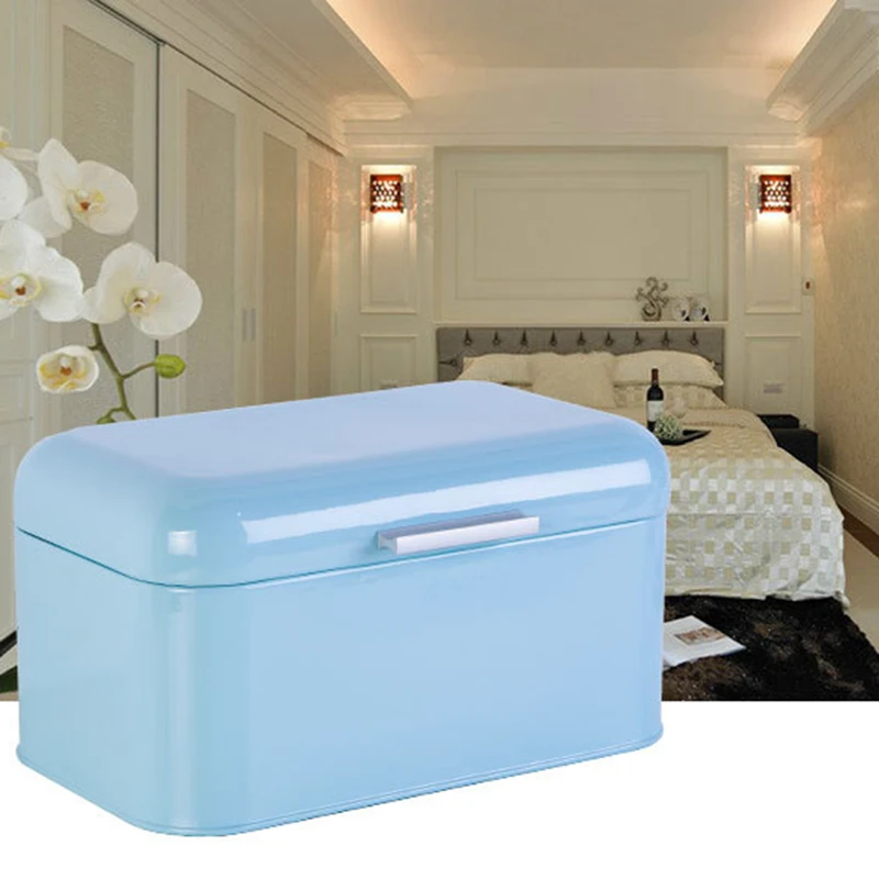 

Acrylic Box Solid Color Retro Metal Bread Bin Box Large Capacity Kitchen Storage Container