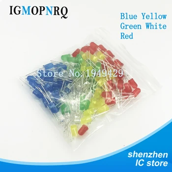 

100pcs 5mm LED diode Light Assorted Kit DIY LEDs Set White Yellow Red Green Blue electronic diy kit Hot sale