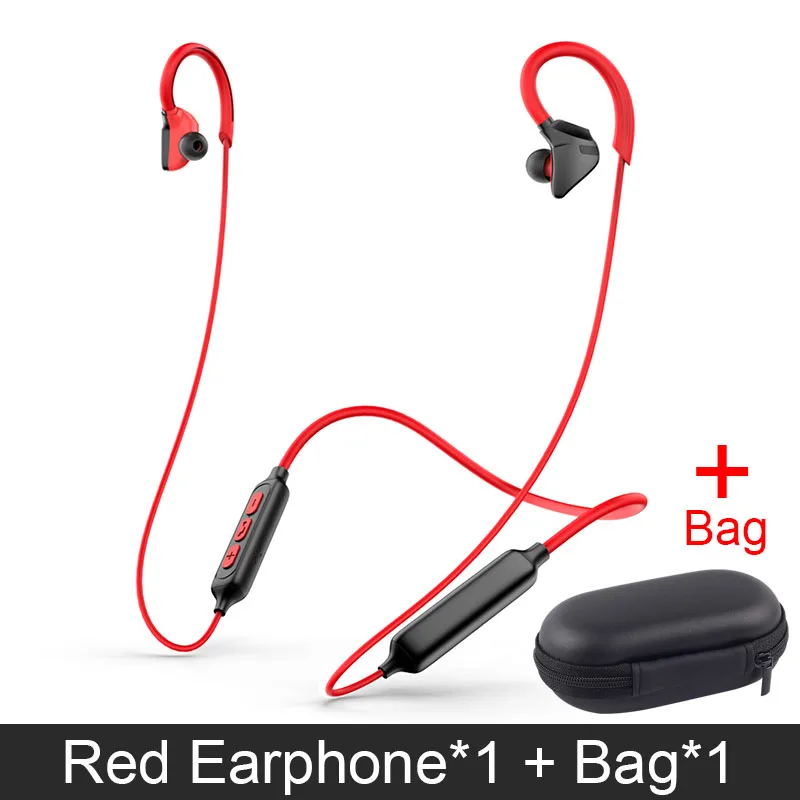 Red with Bag PTM Bluetooth наушники беспроводные наушники анти-падение спортивные наушники тяжелый бас гарнитура с микрофоном для iPhone Xiaomi samsung - Цвет: Red with Bag