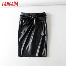 Tangada, Женская шикарная юбка-карандаш из искусственной кожи, с бантом спереди, винтажная,, женские, стильные, миди юбки, mujer 6A317