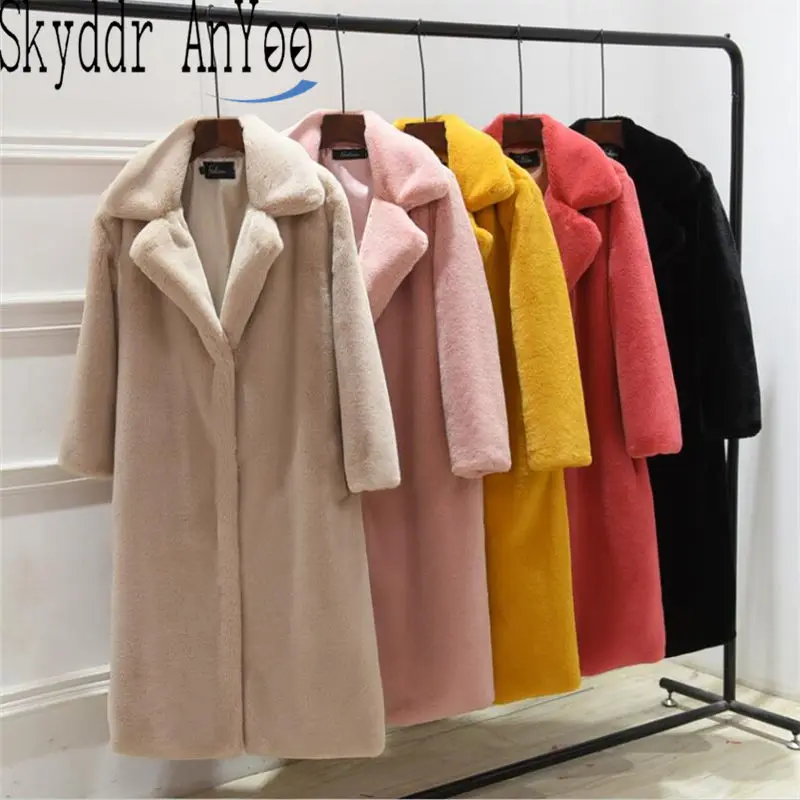Winter Jacket Women Long Faux Fur Coat Plus Size Fluffy Jacket Fashion Ladies Luxury Coats Fausse Fourure Femme Teddy Coat
