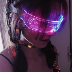 2022 2022 piscando óculos fio neon led óculos de sol luz acima óculos de néon rave cyberpunk traje festa luminosa
