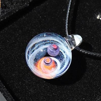Fashion Starry Sky Glazed Ball Moon Collana Per Donna Universe Galaxy Planet Collana Con Ciondolo Accessori Donna