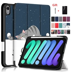 Novo caso magro para ipad mini 6 2021 tri fold suporte flip 8.3 Polegada plutônio capa de couro tablet com suporte de lápis