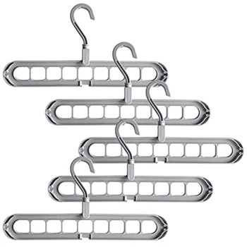 

ic Hangers Organizer,Rotate Anti Skid Hanger,Space Saving Hangers,Foldable Closet Storage Coat Hangers,Pack Of 5 Standard Han