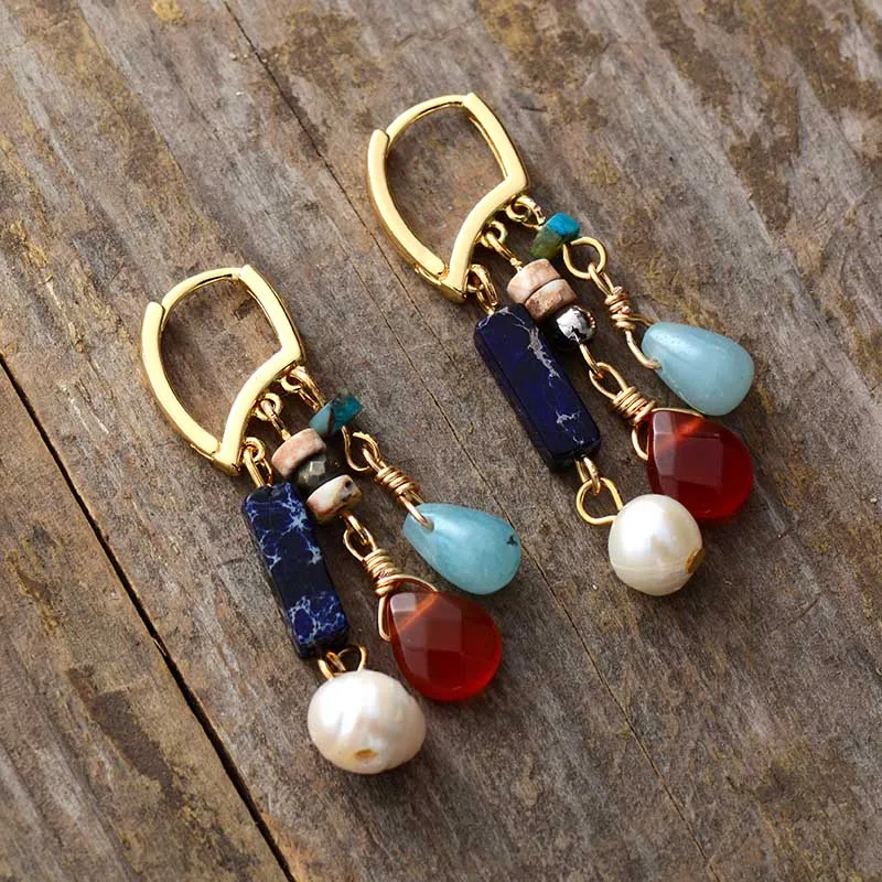 Women Natural Stone Pearls Drop Earrings Jewelry Gemstones Dangle Earring Designer Jewelry Wholesale Dropshipping - Image 3
