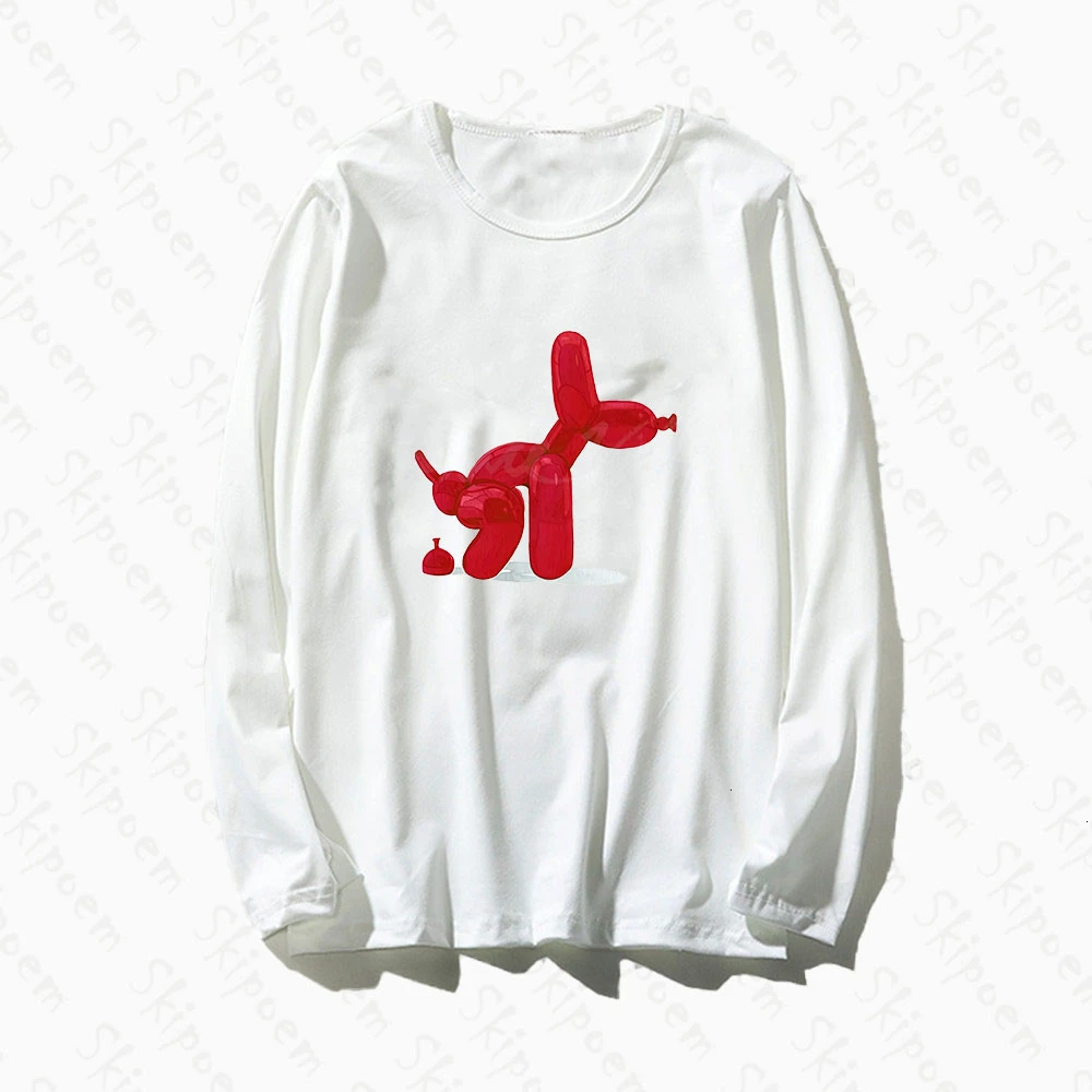 

Funny Balloon Dog T-shirt Women Harajuku Punk Aesthetic Vintage Gothic Kawaii Plus Size Cotton Long Sleeve Streetwear Clothes