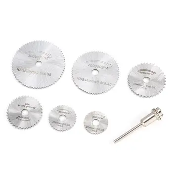 

7PCS HSS Circular Saw Blade Rotary Tool 22/25/32/35/44/50mm Wood Cutting Discs Drill Mandrel for Dremel Metal Cutter