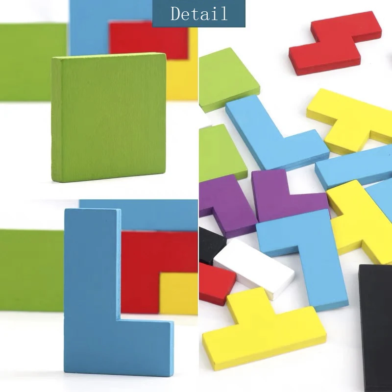 Красочная деревянная игрушка-головоломка tangram, деревянный Тетрис, игра, интеллектуальное образование, обучающая игрушка для детей, деревянная игрушка-головоломка, подарок
