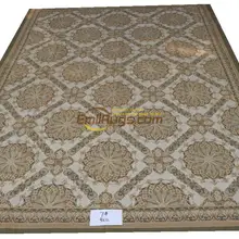 wool french aubusson rug Antique Hwoven Rectangle Geometric