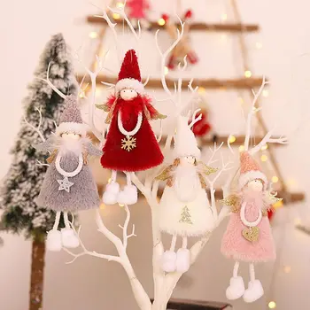 

4pcs Cute Plush Angel Doll Hanging Christmas Tree Ornament New Year Party Holiday Home Decoration Kids Gift