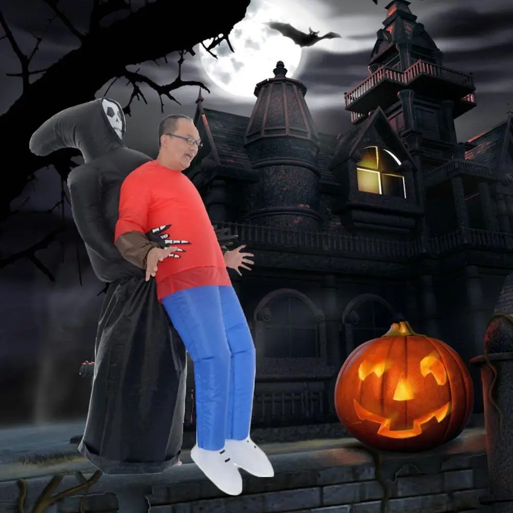 Надувной костюм Grim Reaper для Хэллоуина, на батарейках, один размер, подходит для большинства взрослых