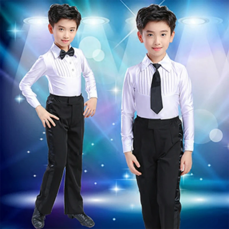 ballroom boy Latin dancing tango desigual competition suit children's professional dance wear boy salsa shirt + pants