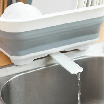 

Drain Hole Sink Design Tableware Drying Utensil Organizer Practical Foldable Home Portable TPR Bowl Storage Dish Rack Kitchen