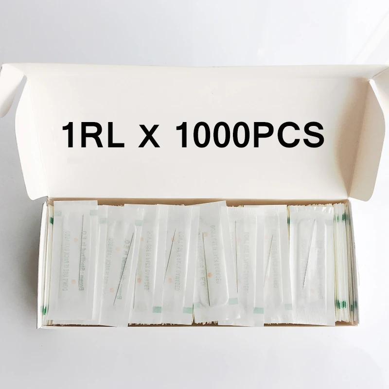 

0.35*50mm 1000pcs 1RL Permanent Makeup Tattoo Needle laminas microblading needles For lip Eyebrow Tattoo Makeup Pen pmu Machine