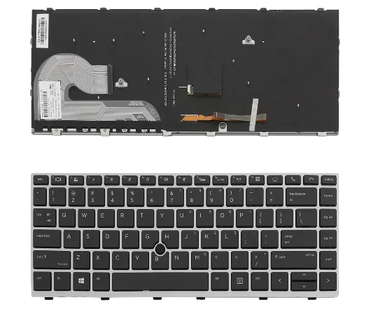 Nuova Tastiera Qwerty Usa Per Hp Elitebook 840 G6 846 G6 745 G6 Retroilluminata, Cornice Argento, Puntatore