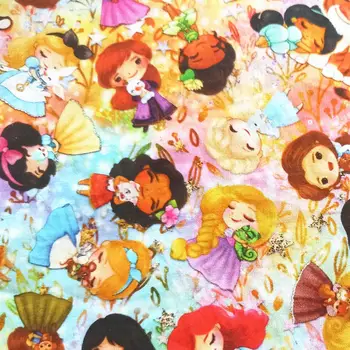 

148cm Wide Cartoon Princess Fabric 100% Cotton Fabric Pain Printed Fabric Sewing Quilting DIY For Baby Child Dress Clothing