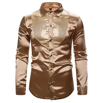

Men Nightclub Show Hosting Lapel Collar Long Sleeve Shirt camisa social masculina chemise homme camisas hombre hawaiian Shirts