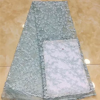 

Sky blue Nigerian French Lace Fabrics 2020 sequins African Tulle Lace Fabric High Quality African Lace Wedding Fabric For Dress