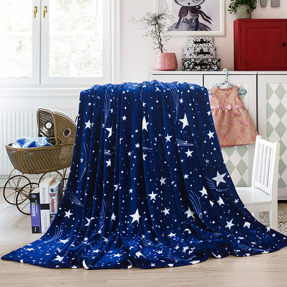High Quality Blanket Super Fleece Soft Warm Solid Warm Micro Plush Flannel Star Blanket Throw Rug Sofa Bedding Bedspread Winter-0