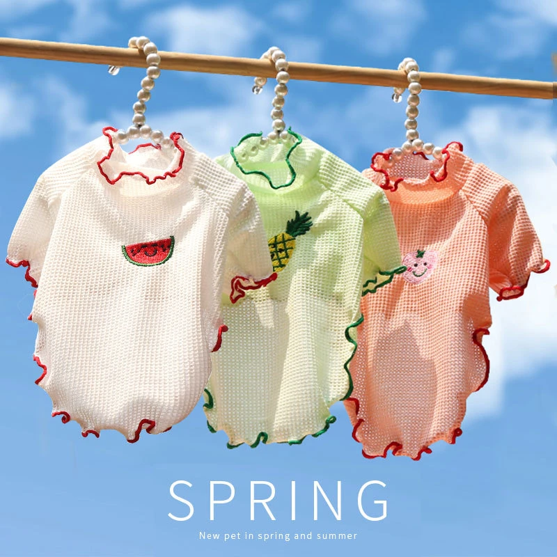 4 Pieces Printed Dog T-Shirt for Small Dog Girl Boy Puppy Pullover Dog Sweatshirt Summer Clothes Breathable Dog Outfits Fruit Pattern S//M//L