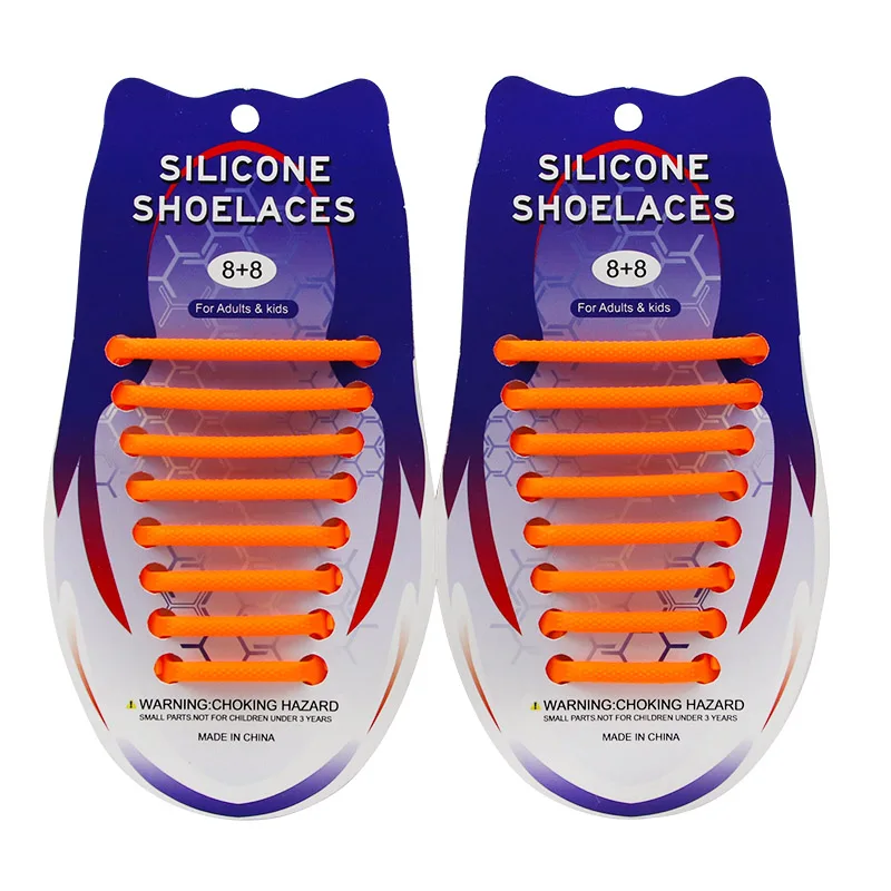 Шнурки трехмерные полукруглые креативные силиконовые эластичные без застежки для взрослых детские шнурки с круглым носком и пряжкой - Цвет: Orange16 pieces