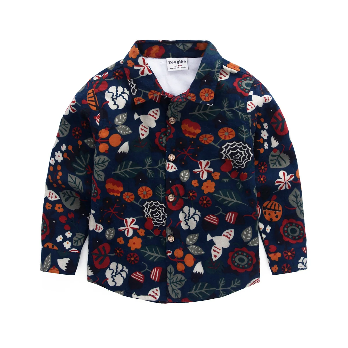 

Boys Shirts Children's Clothing New 2019 Spring Autumn Long-sleeved Shirts for Boys Cotton Flower Printed Baby Blouse