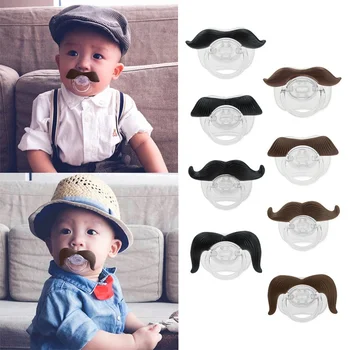 

Newborn Baby Soother Silicone Funny Moustache Teether Baby Pacifier Black Brown Infant Nipple Baby Care Accessories грызунок