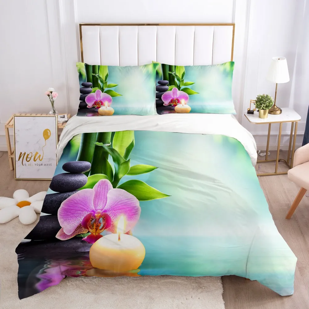 

Modern Bed Linens 2,3pcs Quilt/Comforter/Covers Bedding Sets Duvet Cover Set Queen Size 3D Landscape Stone Design Bedclothes