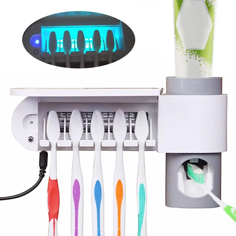

Ultraviolet Sterilization Toothbrush Sterilizer Punch-free Wall Mounted Automatic Toothpaste Squeezer Toothbrush Holder Cleaner
