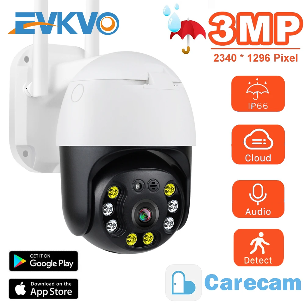 

3MP HD IP Dome Camera Outdoor PTZ Home Security CCTV Camera WiFi 2-way Audio Auto Tracking P2P Surveillance H.264 Network Camera