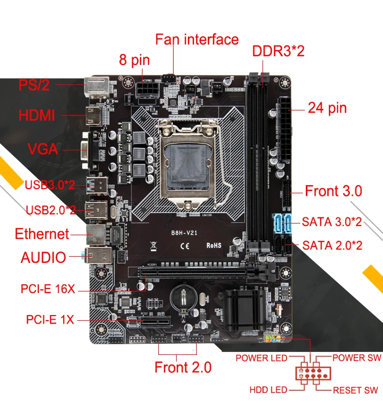 H81 материнская плата B8H-V21 LGA 1150 настольная плата DDR3 до 16 Гб памяти usb3.0