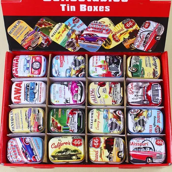 

32pcs/lot Antique Car/Route 66/ Creative Collective Tin Boxes Metal Storage tins Candy Box Birthday Party Favors
