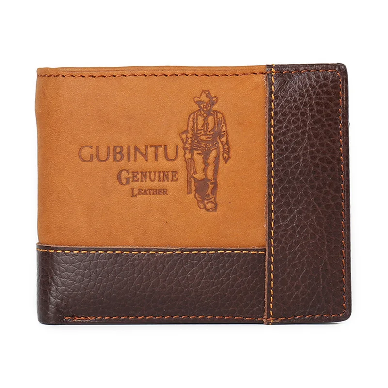 100% de cuero genuino de vaca para hombre, Cartera de lujo de alta calidad, elegante, con cremallera, tarjetero, monedero corto