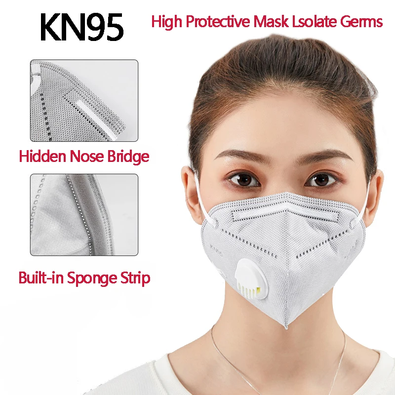 

KN95 Face Mask for Adult Kids PM25 Respirator Anti Haze Dust Virus Mouth Masks with Breathing Valve for Disposable Pad Filter