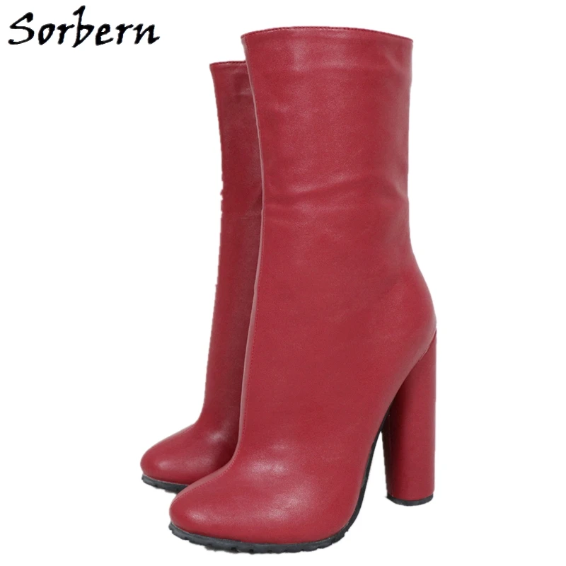 Sorbern/женские ботильоны с круглым носком на каблуке; Botines Mujer; модель года; ботинки с молнией сбоку; большие размеры; EU34-46; цвет на заказ