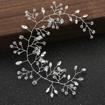 

Handmade Silver Color Crystal Beaded Hair Vine Rhinestone Headpiece Bride Headband Women Hair Accessories For Wedding Party